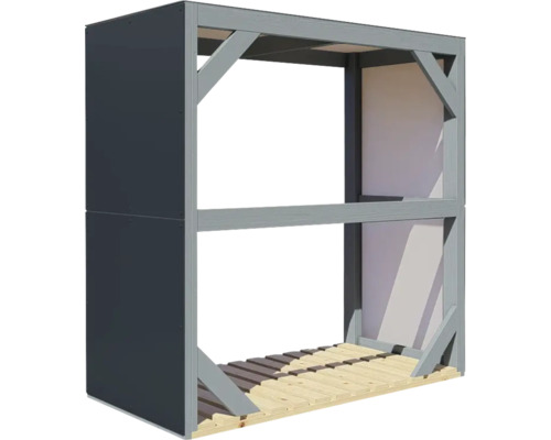 Houtopslagrek van hout met twee niveaus