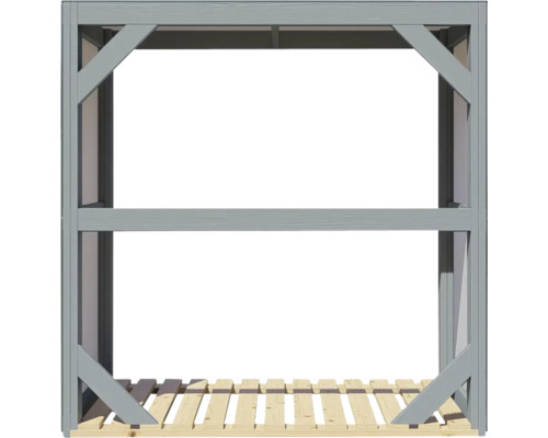 Houtopslag met twee vakken en lattenbodem