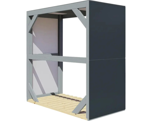 Houtopslag voor de tuin met achterwand