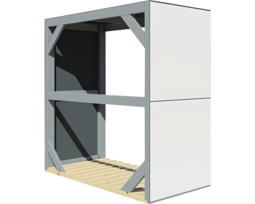 Houten frameconstructie met vloer en wandelementen