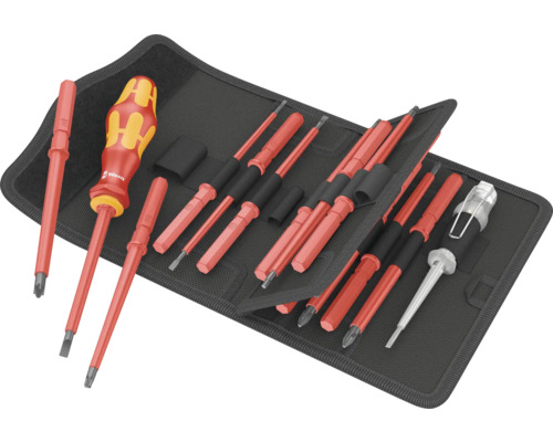 WERA Gereedschapset Kraftform Kompakt VDE 16 Universal 1 Toolfinder, 16-delig Schroevendraaierset met diverse schroevendraaiers in een zwarte tas