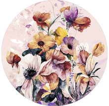 Rond tapijt met bloemmotief