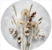 Decoratieve droogbloemen op een grijze achtergrond