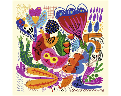 Abstracte illustratie met bloemen en dieren