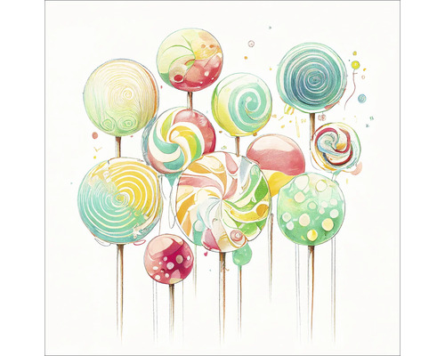 PURE LIVING Schilderij glas Lollies I 20x20 cm Illustratie van verschillende lolly''s