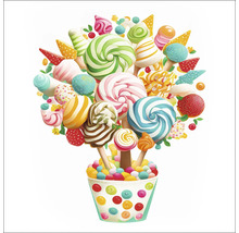 Illustratie van lolly''s en snoepgoed in een container