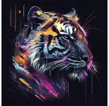 Schilderij van een tijger met abstract ontwerp