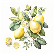 Aquarel afbeelding met citroenen, bladeren en bloemen