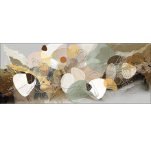 Abstracte muurschildering met vrouwelijke figuren en geometrische vormen