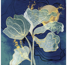 Abstracte kunst met bloemen en cirkels op canvas