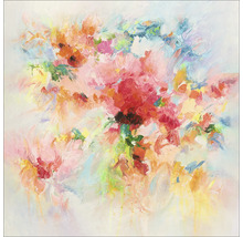 Abstract schilderij met bloemmotieven op canvas