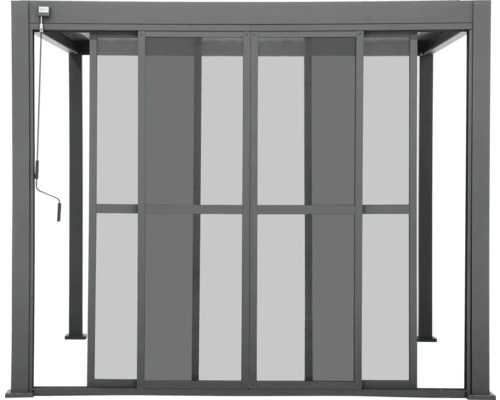 Grijs tuinpaviljoen met privacy scherm