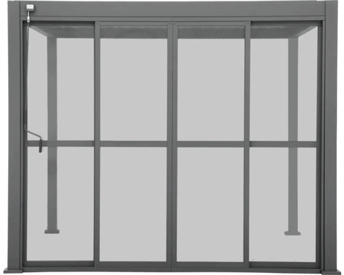 MIRADOR Schuifdeur polycarbonaat tbv terrasoverkapping Classic DeLuxe 400, antraciet 370,5 x 235 cm Paviljoen zijwand met privacy scherm en handgreep