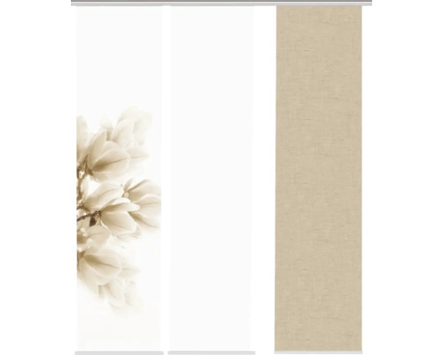 Paneelgordijn met bloemmotief en effen design