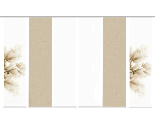 Schuifgordijn met bloemmotief en linnenlook