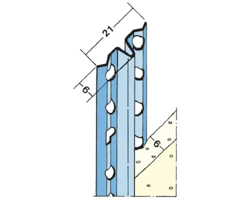 Technische tekening van een montagehoek met maatvoering