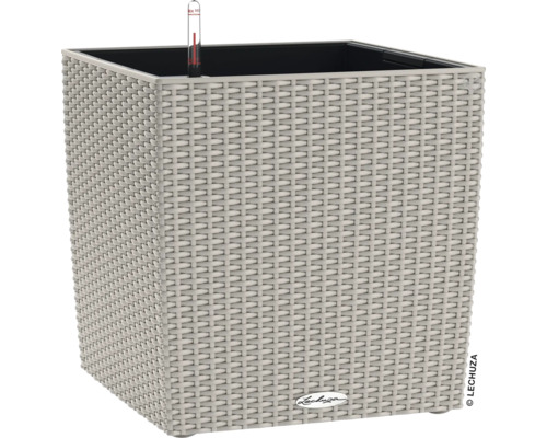 LECHUZA All-in-One Set Plantenbak Cube Kunststof Beige 30 cm x 30 cm x 30 cm Vierkante plantenbak met irrigatiesysteem