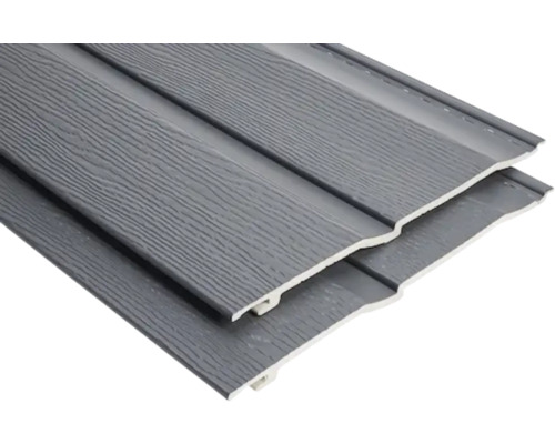 Grijze gevelbekleding met houtstructuur