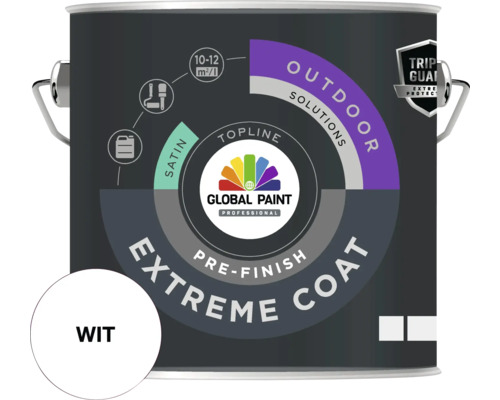 GLOBAL PAINT Extreme Coat Pre-finish lak zijdeglans wit 2,5 l Verfemmer Global Paint Extreme Coat voor buiten