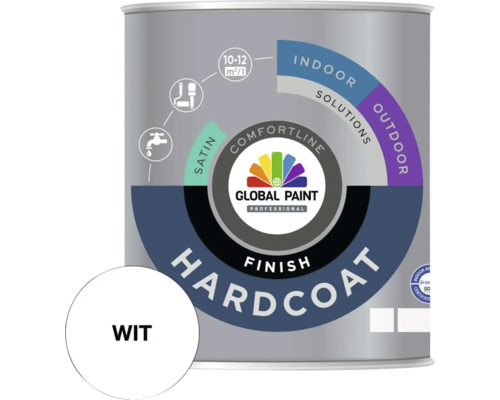 GLOBAL PAINT Hardcoat Finish lak zijdeglans wit 1 l