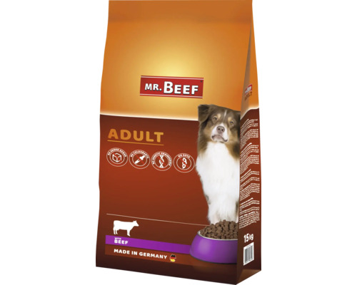 MR. BEEF Hondenvoer droog Basic adult 15 kg Mr. Beef droogvoer voor volwassen honden met rundvlees, zak van 15 kilogram