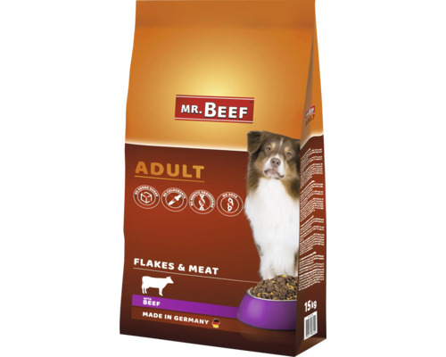 MR. BEEF Hondenvoer droog adult vlokken&vlees 15 kg Mr. Beef Droogvoer Adult met rundvlees, 15 kg