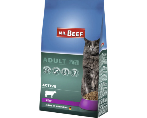 MR. BEEF Kattenvoer droog Active adult glutenvrij rund 10 kg Mr. Beef Adult Active droogvoer voor katten met rundvlees