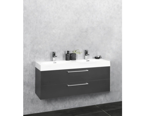 Wastafelonderkast met twee wastafels en twee laden