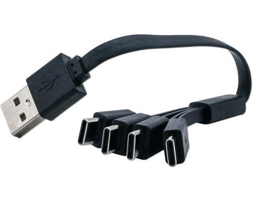 LUMAKPRO USB-C laadkabel 4-in-1 Zwarte USB-kabel met vier Type-C-aansluitingen