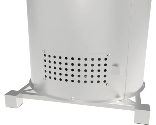 TENNEKER Reserve onderdeel Ventilatieplaat RVS Nr 16 tbv bbq ton (HB 10683309) Detail van een kachel met ventilatieopening en poten
