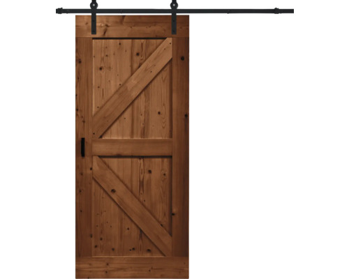 BARNDOOR Brits vintage bruin compleet met basic rail en grepen 95x215 cm