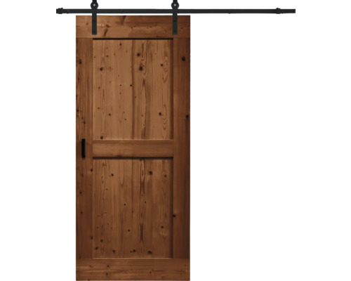 BARNDOOR Mid-Bar vintage bruin compleet met basic rail en grepen 95x215 cm