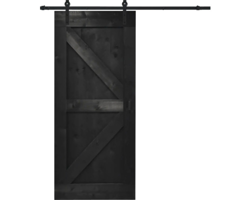 BARNDOOR Wales vintage zwart compleet met basic rail en grepen 100x235 cm