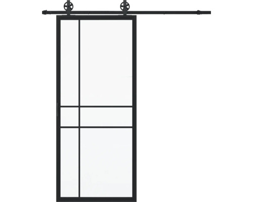 PERTURA Stalen schuifdeur industrieel 2603 mat glas 100x215 cm met rail spaak