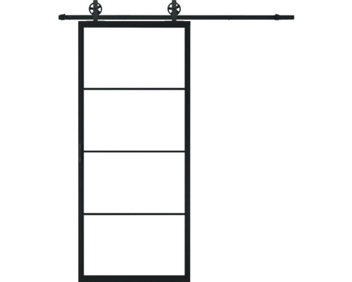 PERTURA Stalen schuifdeur industrieel 2601 helder glas 100x215 cm met rail spaak