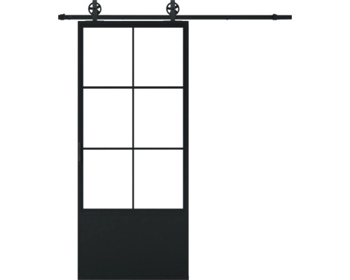 PERTURA Stalen schuifdeur industrieel 2651 helder glas 100x235 cm met rail spaak