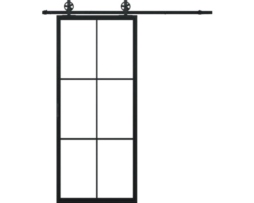 PERTURA Stalen schuifdeur industrieel 2602 helder glas 100x235 cm met rail spaak