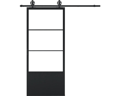 PERTURA Stalen schuifdeur industrieel 2650 helder glas 100x215 cm met rail spaak