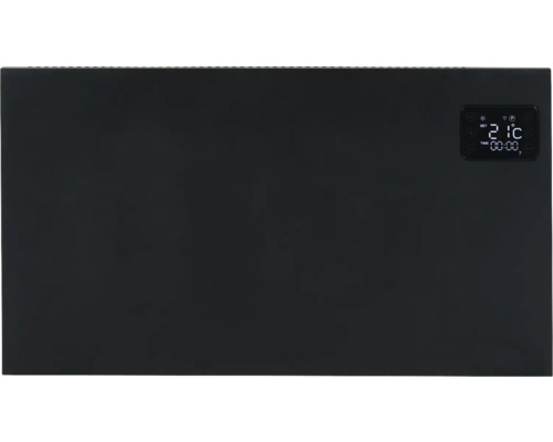 Zwarte elektrische radiator met display voor temperatuurweergave