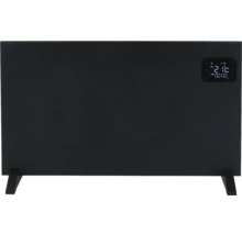 Zwarte radiator met display en voetstukken