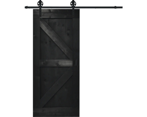 BARNDOOR Wales vintage zwart compleet met spaak rail en grepen 95x215 cm