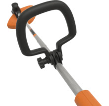 Detailopname van een grastrimmer met handgreep