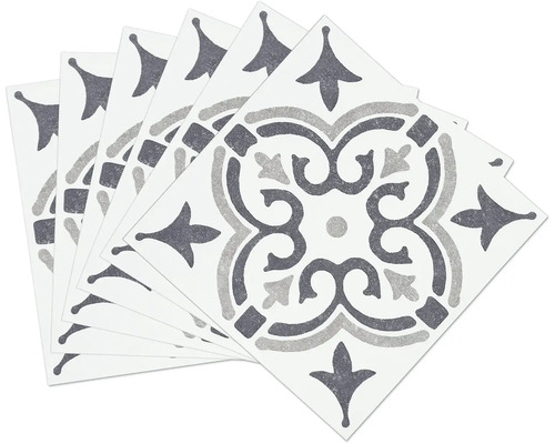 Meerdere vinyltegels met een ornamentaal patroon