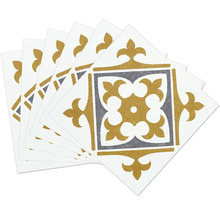 Meerdere vierkante decoratieve tegels met een ornamentaal patroon