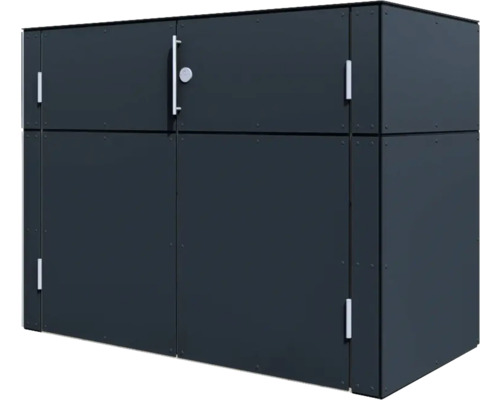 Grijze afvalcontainerbox voor drie afvalcontainers