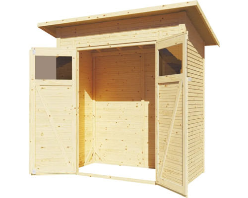 Houten tuinhuis met dubbele deur en raam