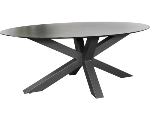 SENS-LINE Tuintafel Atlanta ovaal aluminium/ keramiek antraciet 200x100x76 cm Ovale eettafel met metalen onderstel