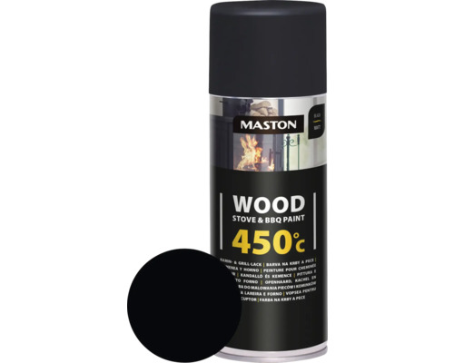 MASTON Spuitverf Wood Stove & BBQ zwart 400 ml Spuitbus met kachel- en barbecueverf van Maston