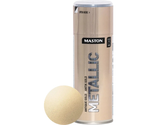 MASTON Metallic spuitlak antiek goud 400 ml Maston Metallic Antiek Goud spuitverf en kleurvoorbeeld
