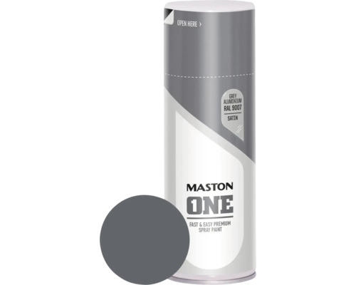 MASTON One spuitlak zijdemat RAL 9007 grijs 400 ml Maston spuitbus met de aanduiding One, aluminiumgrijs RAL 9007, zijdemat